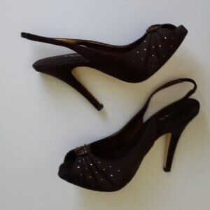 Heels Nina Party Heels in Brown with Bling Stones Detail